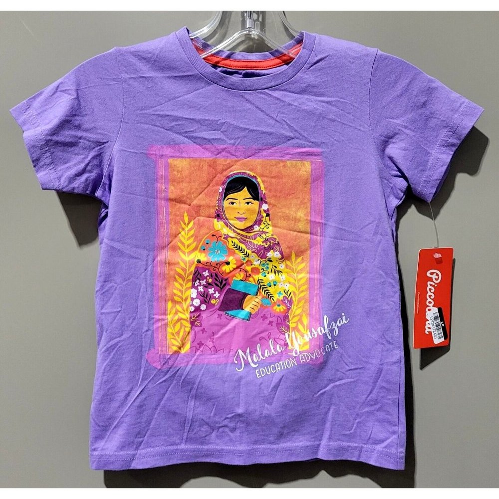 Piccolina Trailblazers Collection Girls' Malala Yousafzai Purple SS T-Shirt